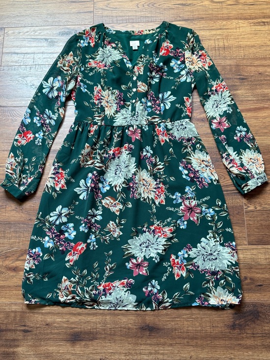 a new day Dresses & Skirts - A New Day Women’s Green Floral Button Down Fit & Flare Dress Size Medium
